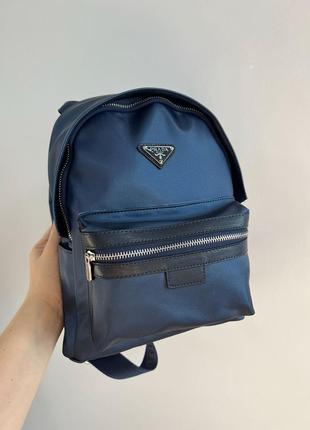 Рюкзак prada re-nylon small backpack blue (4 фото