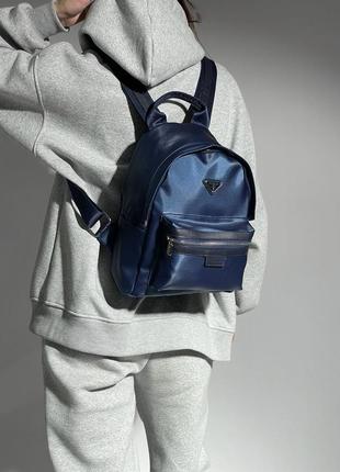 Рюкзак prada re-nylon small backpack blue (8 фото