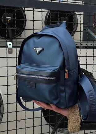 Рюкзак prada re-nylon small backpack blue (9 фото