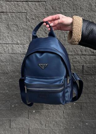 Рюкзак prada re-nylon small backpack blue (7 фото