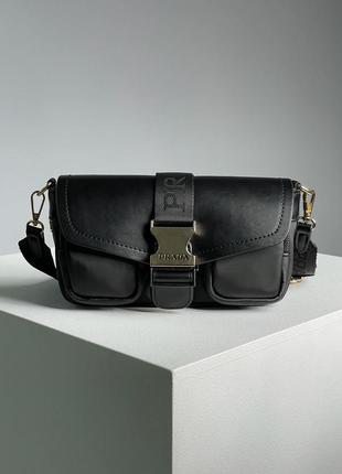 Prada pocket nylon and brushed bag black