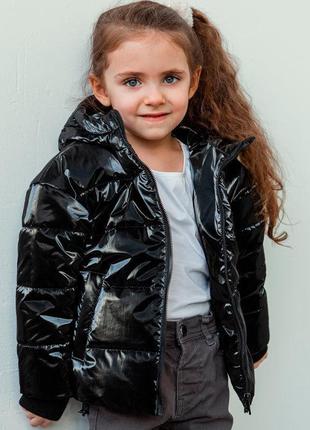 Демісезонна дитяча підліткова куртка у чорному кольорі для дівчинки 128 см