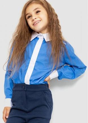 Блузка нарядная для девочек цвет темно-голубой5 фото