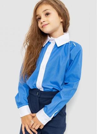 Блузка нарядная для девочек цвет темно-голубой6 фото