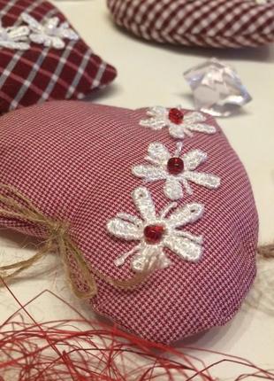 Текстильные интерьерные сердечки валентинки, презент ручной работы6 фото