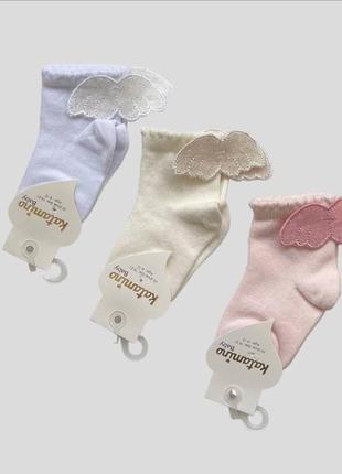 Шкарпетки носки з крильцями для новонароджених на хрестини хрещення1 фото
