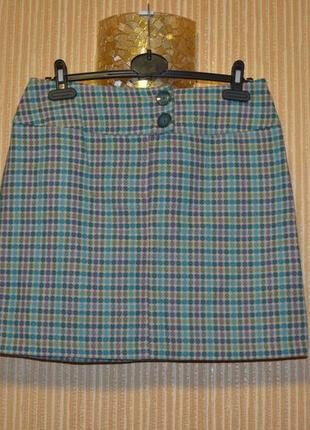 L/40 полушерстяная короткая юбка с симпатичным принтом. аnotherwoman