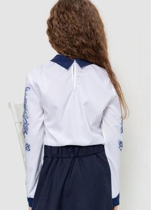 Блузка нарядная для девочек цвет сине-белый5 фото