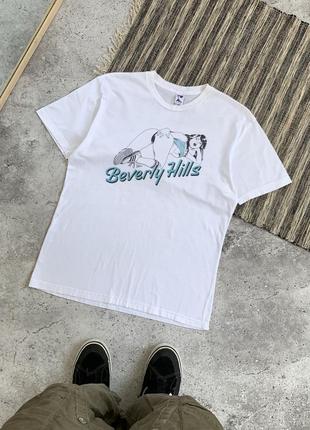 Vintage teenage millionaire made in usa beverly hills tee вінтаж чоловіча футболка біла беверлі хілз в стилі y2k авангард секс сша дівчина