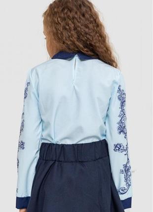 Блузка нарядная для девочек цвет сине-голубой3 фото