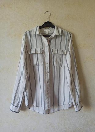 Лляна сорочка рубашка в смужку h&amp;m, льон, лен, лён1 фото