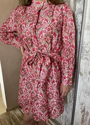 Вишукане стильне плаття - халат -рубашка vintage flora print zara l-
