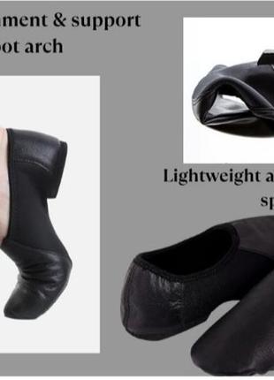 Кожаные туфли для джазовых танцев без шнуровки

modern stage rubber & suede split sole black