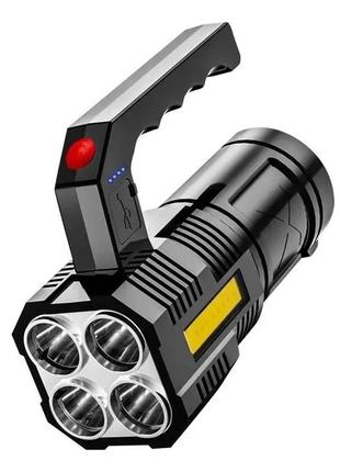 Портативный точечный ручной фонарь bl-x508, прожекторный, водонепроницаемый, с usb, 1200 мач, черный1 фото