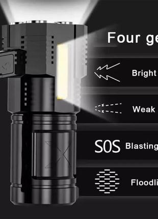 Портативный точечный ручной фонарь bl-x508, прожекторный, водонепроницаемый, с usb, 1200 мач, черный9 фото