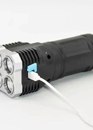 Портативний точковий ручний ліхтар bl-x508, прожекторний, водонепроникний, з usb, 1200 мач, чорний7 фото