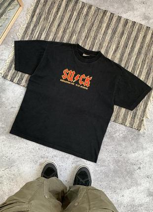 Vintage su/ck y2k ac/dc rock tee humor винтаж мужская футболка юмор для взрослых секс черная мерч рок группа размер м