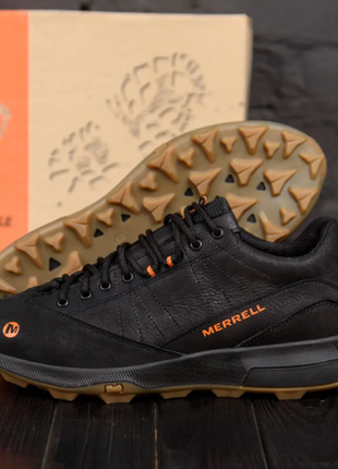 Чоловічі шкіряні кросівки merrell black м-05ч