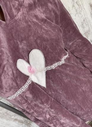 Неймарно теплая махровая хлопковая ночнушка с капюшоном в гроздно розовом цвете м-л4 фото