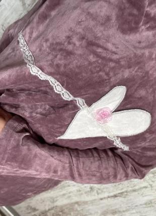 Неймарно теплая махровая хлопковая ночнушка с капюшоном в гроздно розовом цвете м-л7 фото