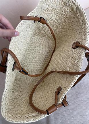 Плетена пляжна сумка лоїві loewe з коричневими ручками2 фото