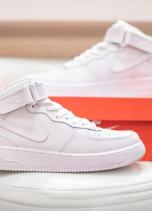 Nike air force женские высокие кроссовки кожаные топ лицензия найк форс