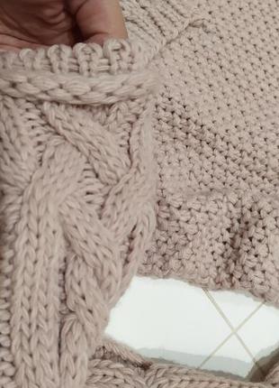 Вязаное шерстяное нежно розовое платье свитер тренд 20208 фото