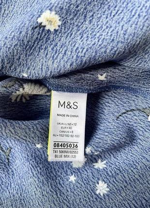 Натуральна волошкова блуза в ромашках marks&spencer, 100% віскоза, розмір 12/40 або l8 фото