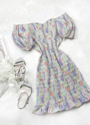 Ніжна сукня-бюстье резиночкою asos glamorous зі спущеними плечима і пишними рукавами