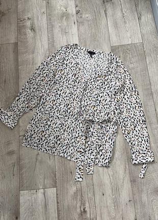 Леопардовая белая блуза new look, размер 44-46