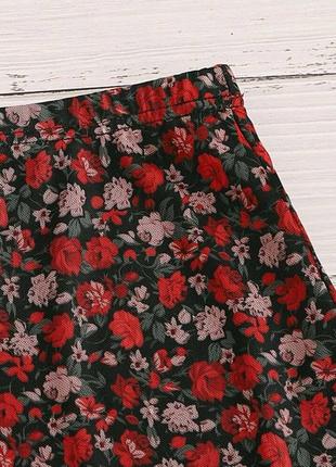 Юбка юбочка мини короткая красная бордовая принт шифон шифоновая цветы цветочки розы розочки4 фото