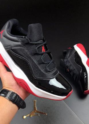 Мужские кроссовки nike air jordan 11 cmft кожаные черные белые красные