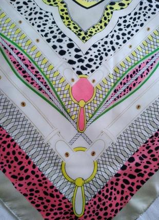 Красивый платок primark из искусственного шёлка, 100х100 см.7 фото