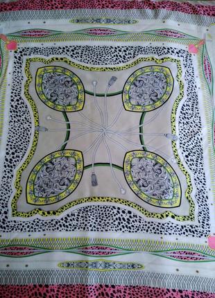 Красивый платок primark из искусственного шёлка, 100х100 см.9 фото