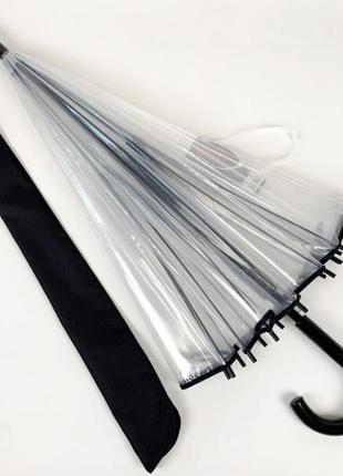 Прозрачный зонт трость 16спиц большой6 фото