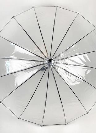 Прозрачный зонт трость 16спиц большой3 фото