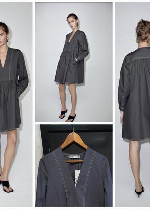 Zara нова коротка сукня з контрастними строчками. колір і якість-бомба.1 фото