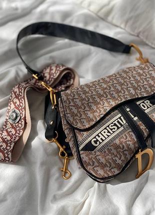 Сумочка в стилі dior / dior saddle brown / текстильна сумочка