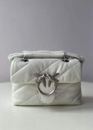 Жіноча шкіряна сумка через плече pinko біла, стильна сумка, преміум якість, модна сумка пінко