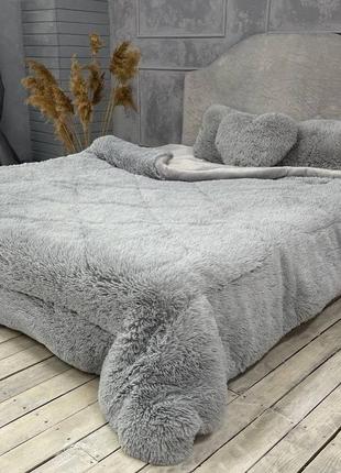 Самое теплое одеяло зимнее/меховое одеяло с утеплителем холлофайбер/очень теплое зимнее одеяло травка1 фото
