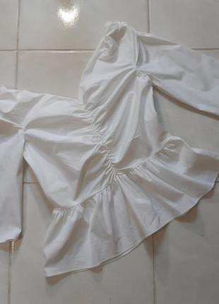 Поплиновая блуза zara с воланом, размер m/s7 фото