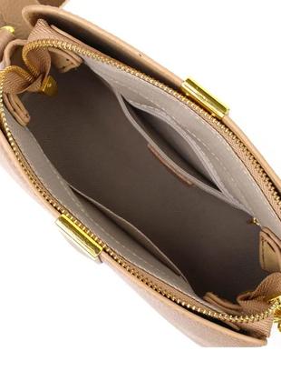 Женская сумочка кожаная бежевая6 фото
