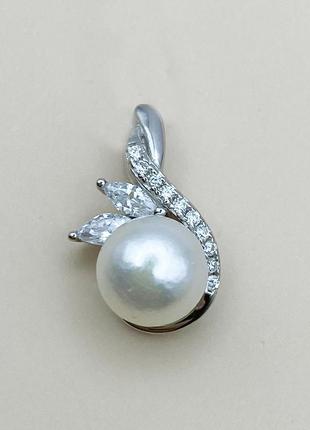 Кулон срібний з перлами і кубічним цирконієм 1,54 г