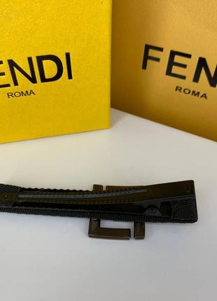 Заколка-крокодил для волосся фенді fendi чорного кольору з логотипом3 фото