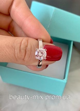 Tiffany тиффани кольцо серебро 925 с одним камнем и дорожкой из цирконов