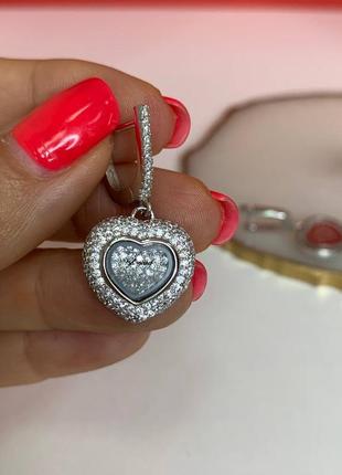 Серьги шопард серебро 925 пробы с цирконием