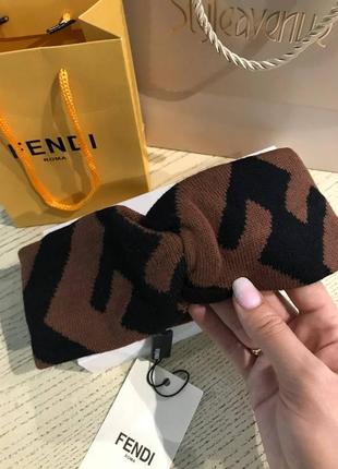 Fendi пов'язка/обруч/чалма на голову — чорна — коричнева