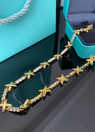 Tiffany/ тіффані підвіска позолота, з цирконієм. подарункове паковання тіффані преміум