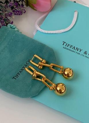 Серьги цепи тиффани tiffany  с шариком