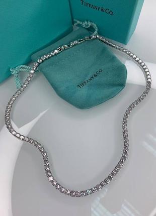 Тиффани брендовое ожерелье с цирконами, посеребрение.5 фото